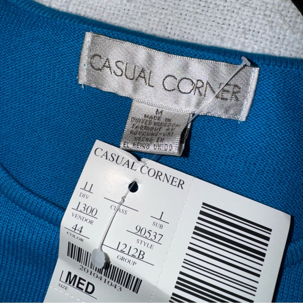 Vintage Casual Corner NWT 100% Cotton Short Sleeve Blue Knit Sweater Sz Medium - Picture 6 of 8